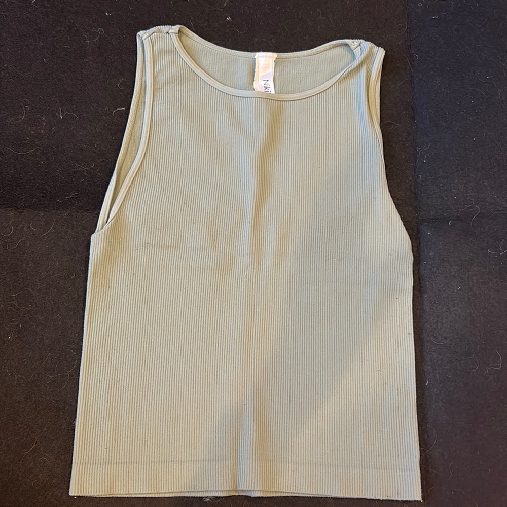 Nikibiki sage green tank top, OS